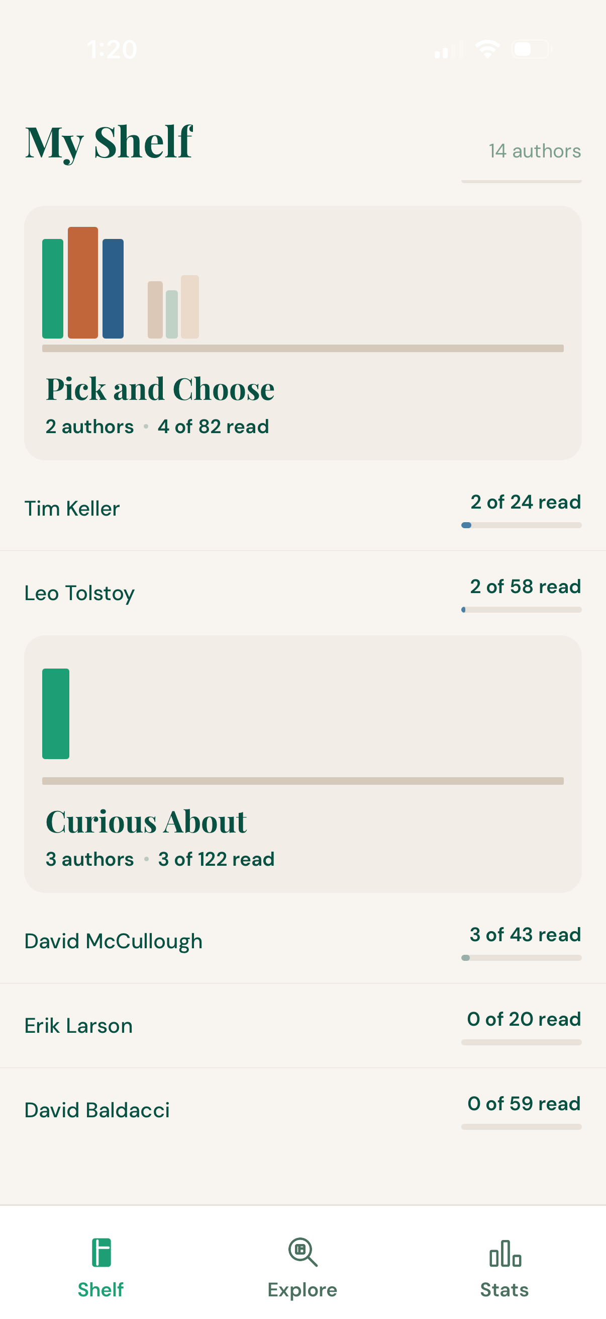 Author detail screen